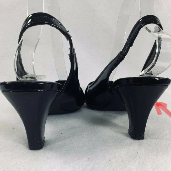 Naturalizer N5 Heels Shoes Black Comfort Question Patent Sling back 7.5 W - Picture 8 of 11